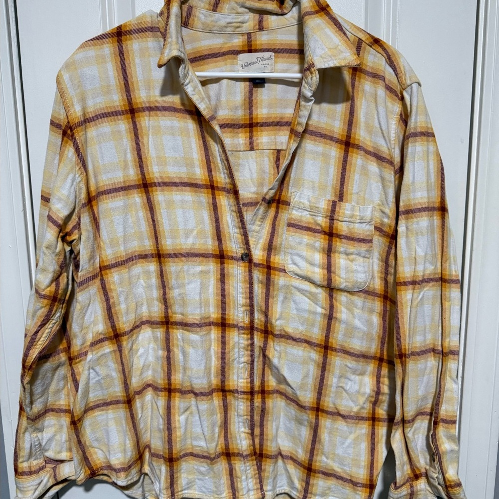 Universal Thread Yellow & Rust Plaid Shirt